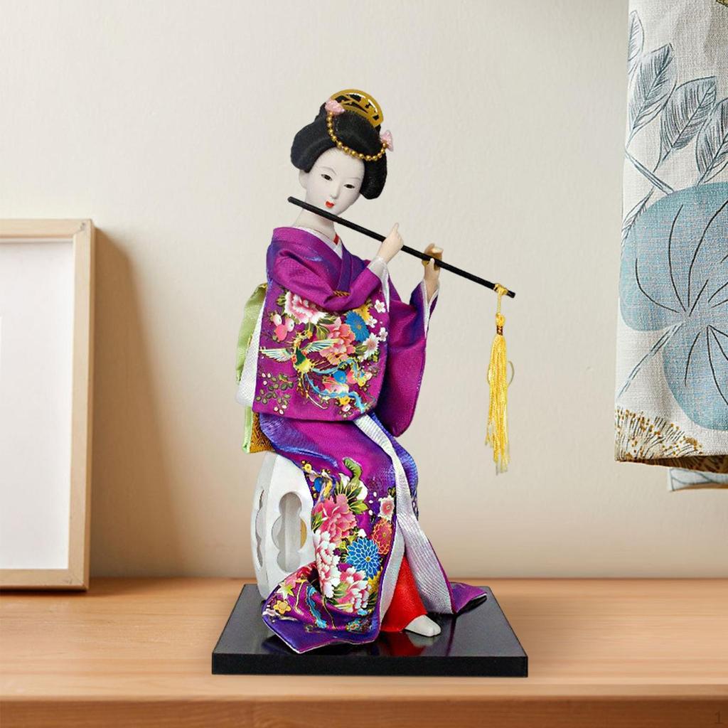 12" Japanese Geisha Doll Miniature Figurines Girl Statue Handcrafted Resin Collectible Figurine for