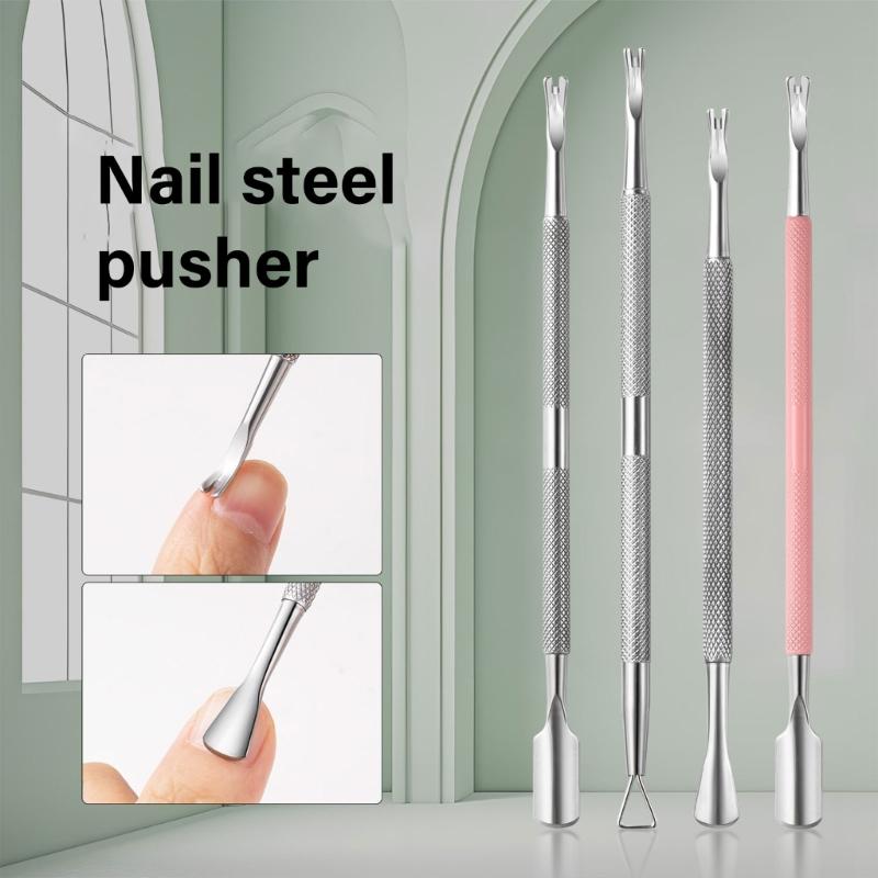 Nagelhautschieber mit Gabel Edelstahl Nagelhauttrimmer Einfach zu bedienendes Nagelhautentferner-Werkzeug Nägel Pflege Werkzeug für Maniküren