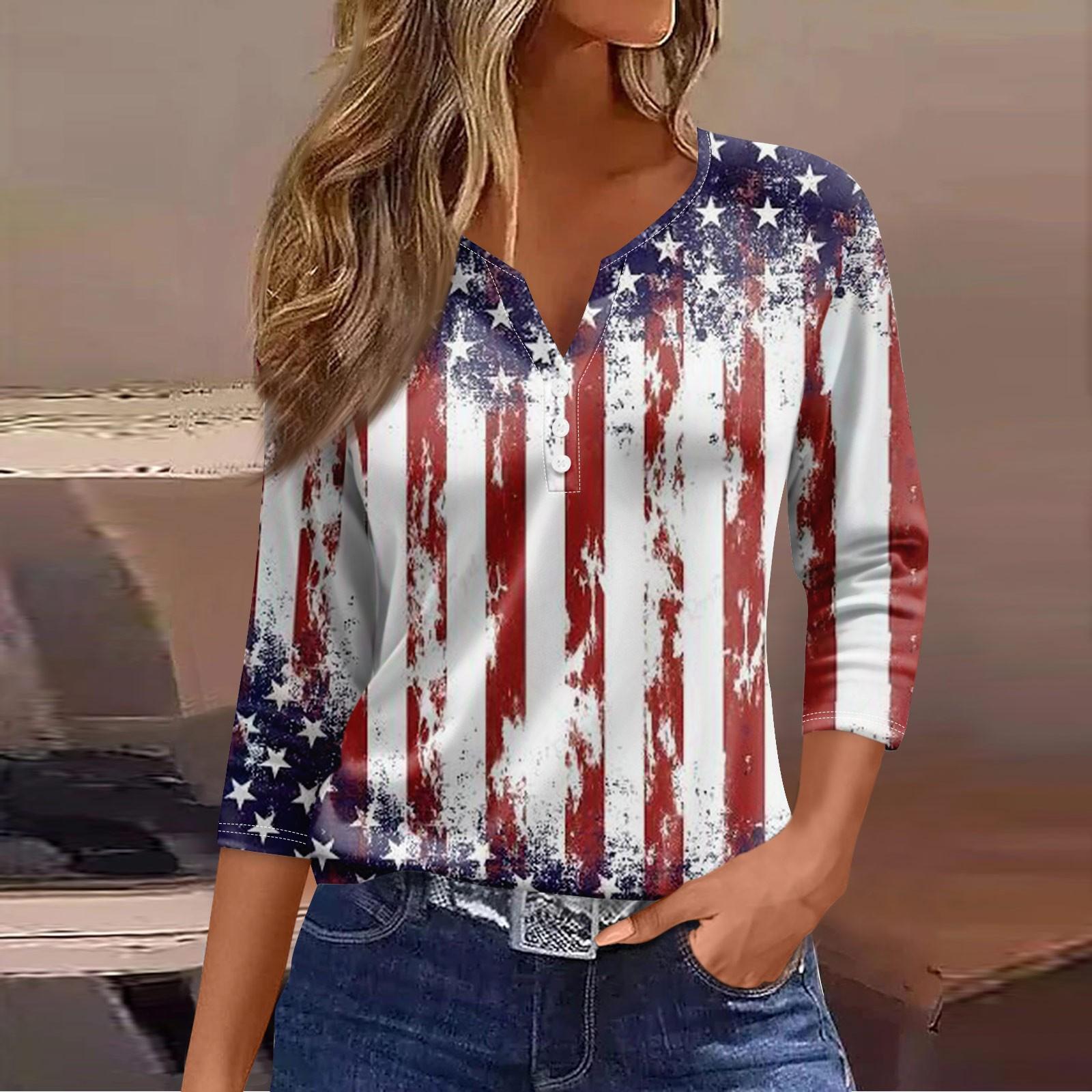 

Жен. Футболка Футболка С принтом Пуговицы Рукав 3/4 Повседневные Выходные Мода Классический V-образный вырез Обычный Топ XL белый