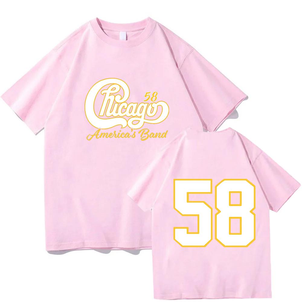 58 Chicago America's Band Printed Tshirt Streetwear Unisex Short Sleeve Cotton Female T-shirt Graphic Printing Tees Women Shirts