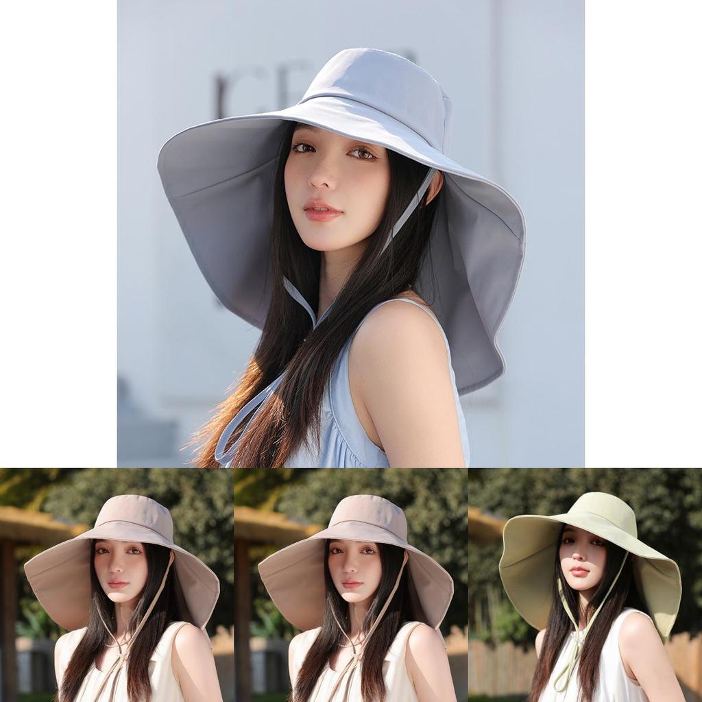 Summer Outdoor Sun Protection Cap With Neck Shield Lightweight Polyester For Women