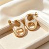European & American Design Light Luxury Irregular Enamel Dangle Earrings - Stainless Steel High-End Personality Earring