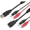 DROK 18 AWG USB to Alligator Clips with Wires - USB Male to Female Ports Test Leads with Alligator Clips Electrical Testing 13.35 inches 3-5A