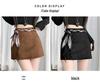 Plus Size Brown Suede A-line High-Waisted Skirt for Women - Slimming, Hip-Hugging Short Skirt for Spring and Autumn