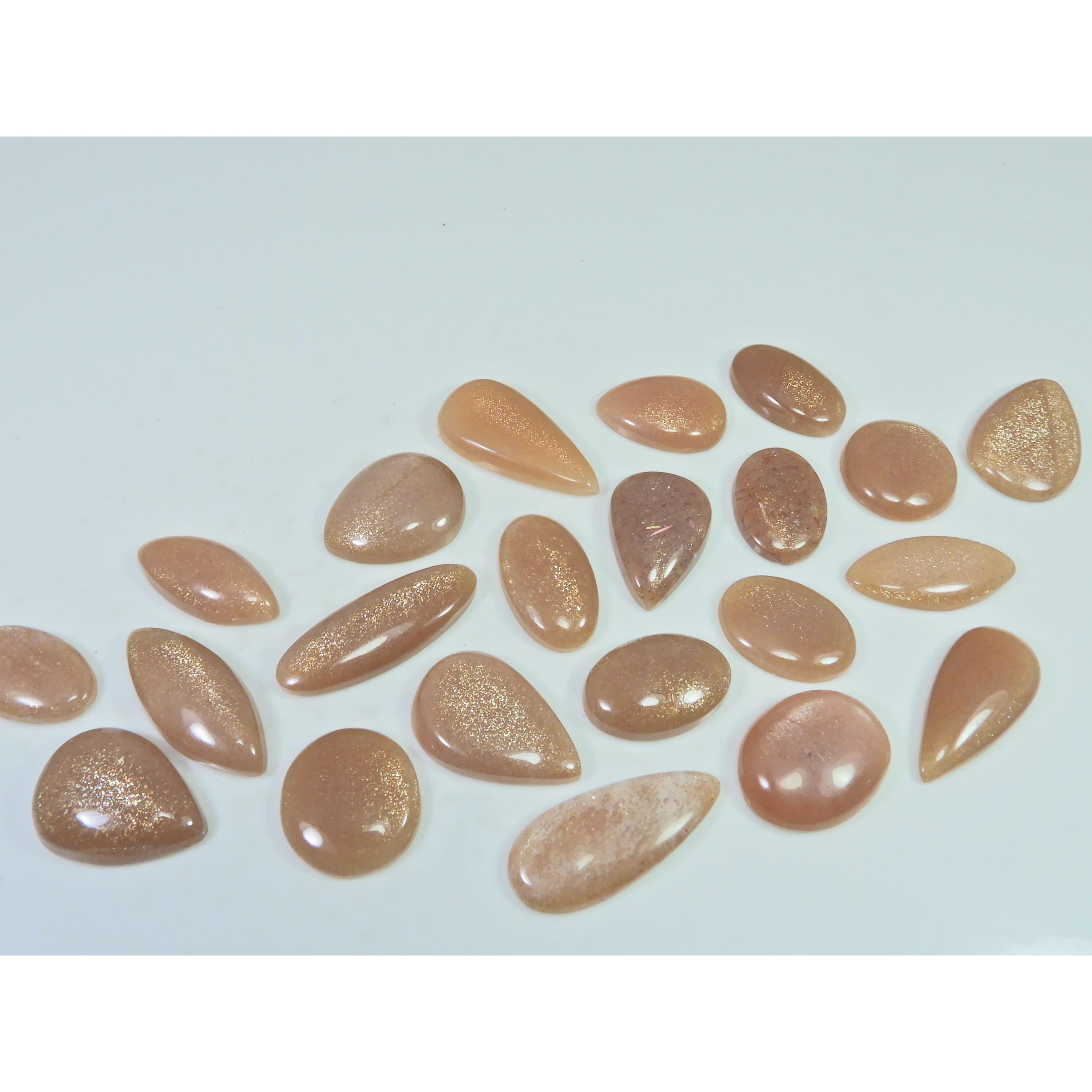280Cts. Natural Peach Moonstone Mix Shape Cabachon Loose Gemstone 22 Pcs Lot C-2720