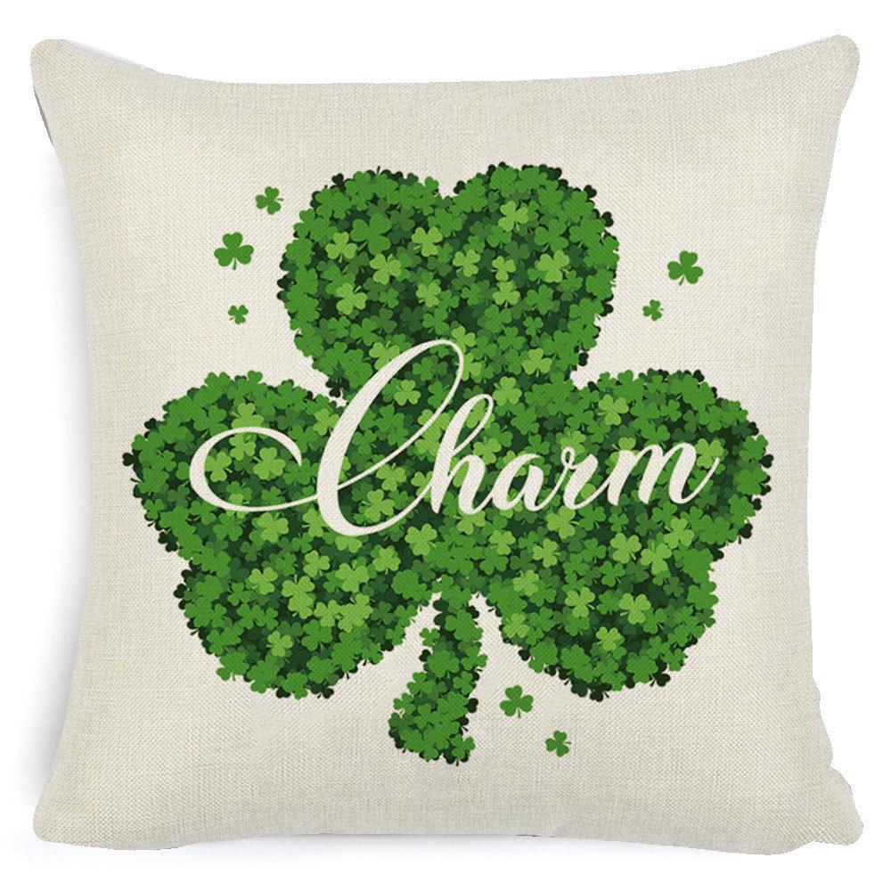 St. Patrick's Day European Holiday Four-leaf Clover Cushion Pillow Case Office Lumbar Support