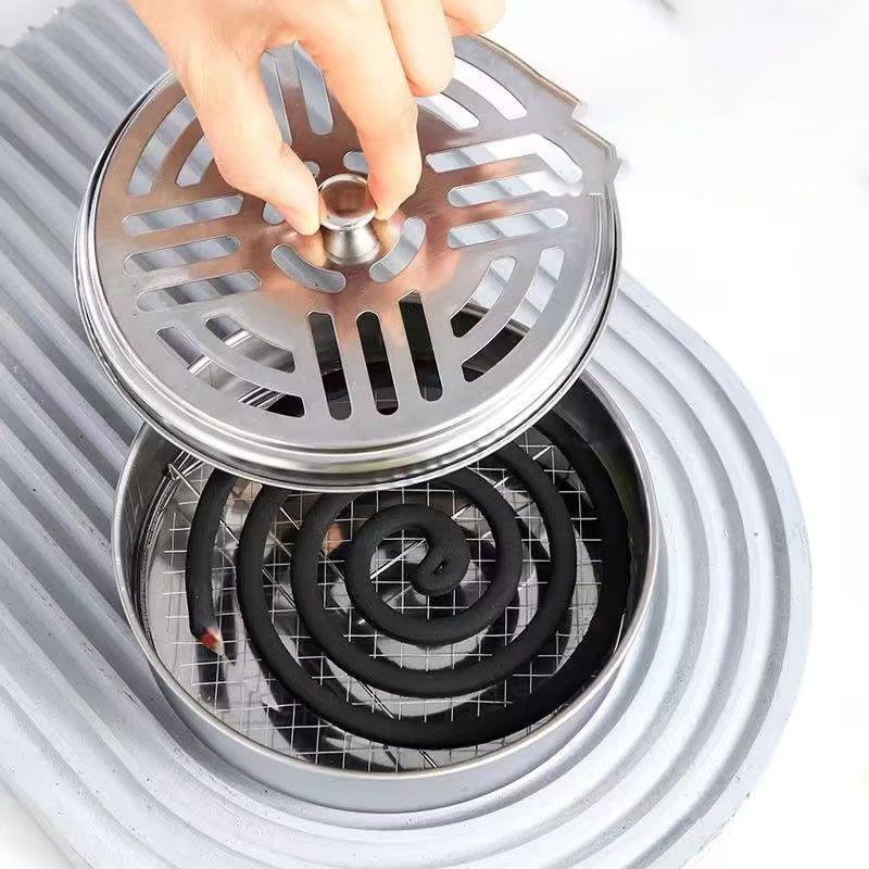 Mückenabwehrspulenablage Tragbarer Halter el Insektenschutzständer mit Deckel Sommer Mückenschutz Zuhause Camping Outdoor Zubehör