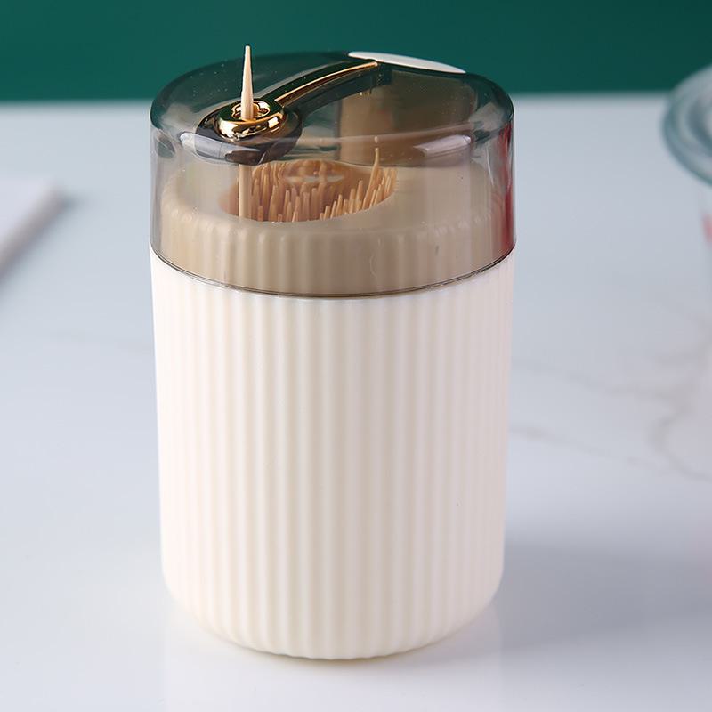 Luxury Style Automatic Pop-up Toothpick Holder for Home Living Room, Round Push-Type Storage Jar, Creative Design.