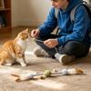 Interactive Catnip Toy With Feather, Mesh Tube & Silvervine Sticks, Cats Chew Toy For Teeth Cleaning, Self-Play  Toy For Boredom Relief, Indoor
