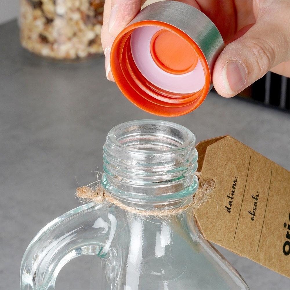 Glass Bottle with Holder for Wine, Liqueur, Syrup, Juice, Lemonade 1.15L