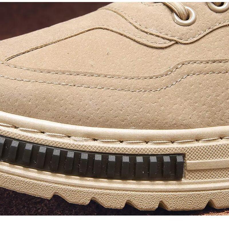 Men's Velvet Cotton Shoes Warm High Top Cotton Boots Workwear Boots Trendy Snow Boots Dirt Resistant and Waterproof Boots Retro Men's Boots