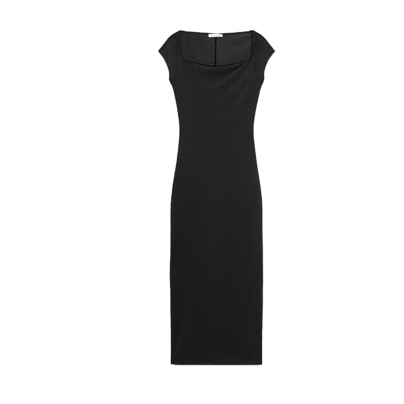 

Summer New Product Women s Clothes French Style Design Nylon Square Collar Sleeveless Midi Skirt Dress 3641152 Black L