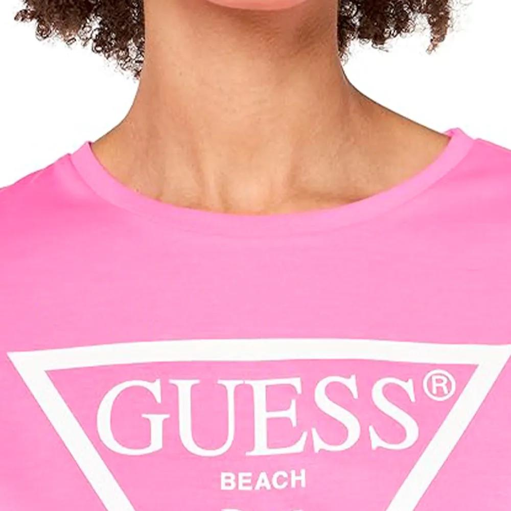 Guess Triangle Crop T-Shirt Classic logo rose