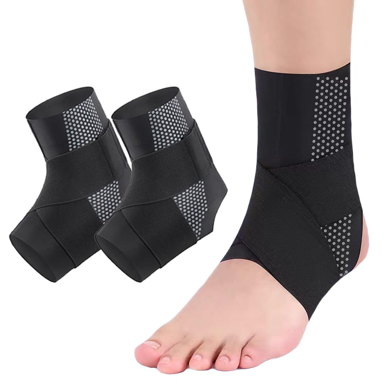 Ankle Brace for Women Men and Kids, Adjustable Ankle Support Brace for Sprained Ankle, Compression Ankle Brace Sleeve Wrap M чёрный