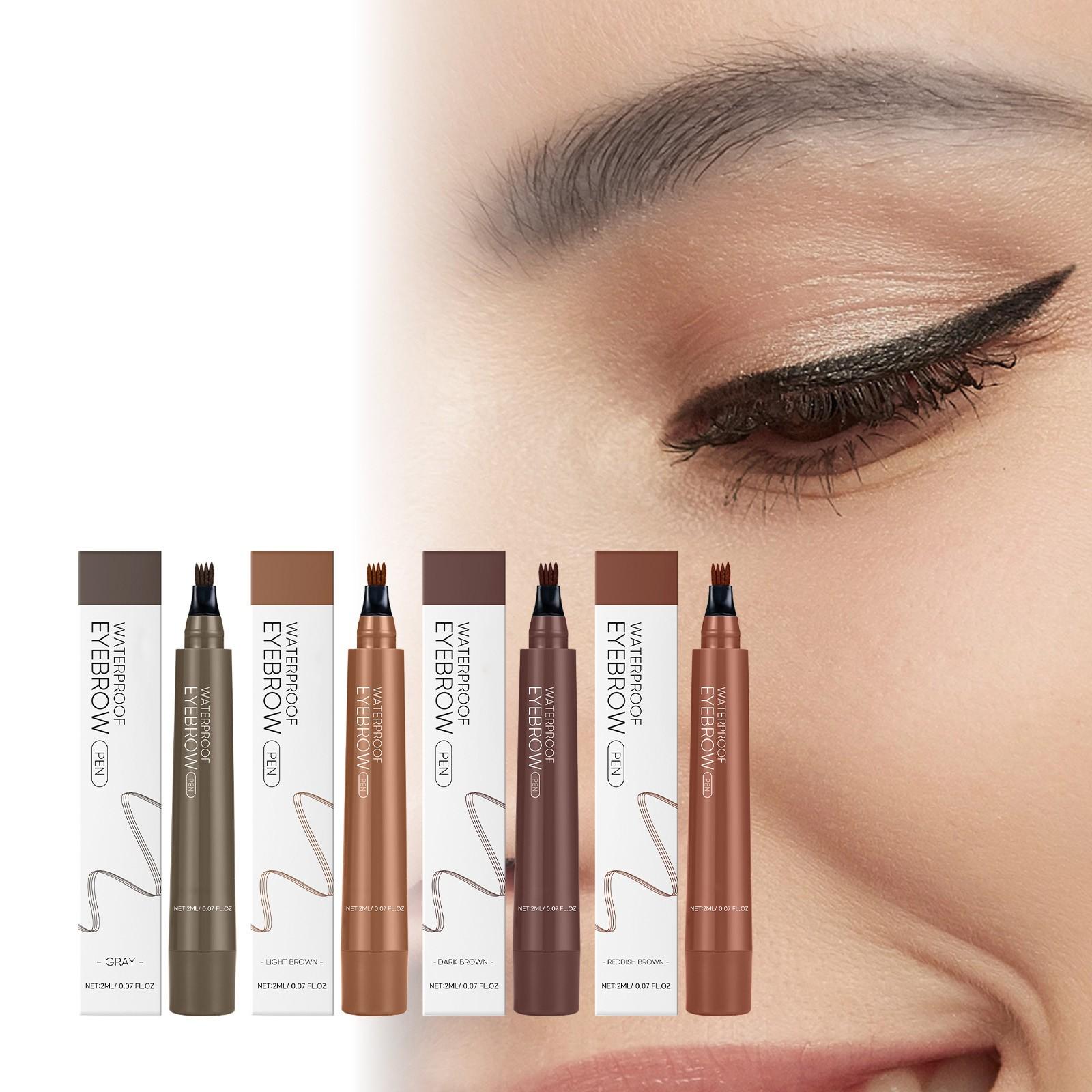 

4 Colors Eyebrow Pen Brow Pencil With Hair Like Strokes, 4 Tipped Brow Pencil With Fiber Micro-Fork Tips Applicator Creates 1ml One Size коричневий