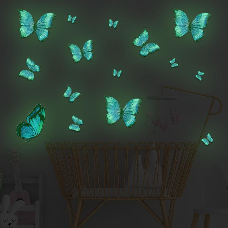 ПВХ Наклейка на стену Светящаяся бабочка Наклейка на стену 20*25cm зелёный