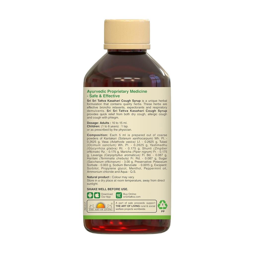 Sri Sri Tattva Kasahari Cough Syrup 100ml | Herbal Relief for Dry & Phlegm Cough | Supports Respiratory Comfort