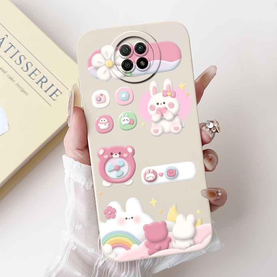 For Redmi Note 9 5G M2007J22C Case Cartoon Rabbit Soft Silicone Matte Cover For Xiaomi Redmi Note9 5G 6.53" Flower Shell Capa