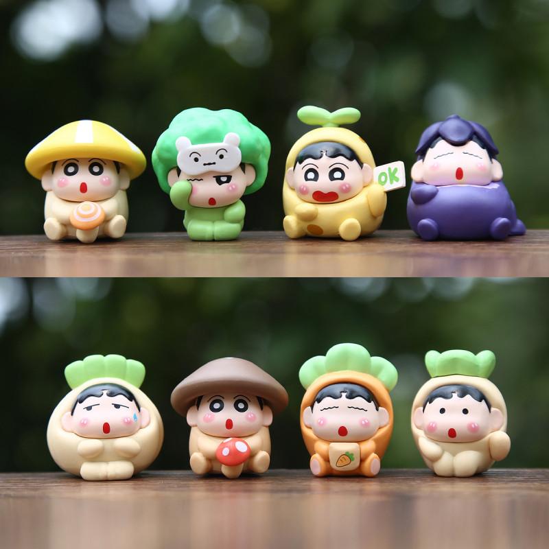 16pcs Crayon Shin Chan Fruit Shape Design Model Ornament Set For Kids And Teens