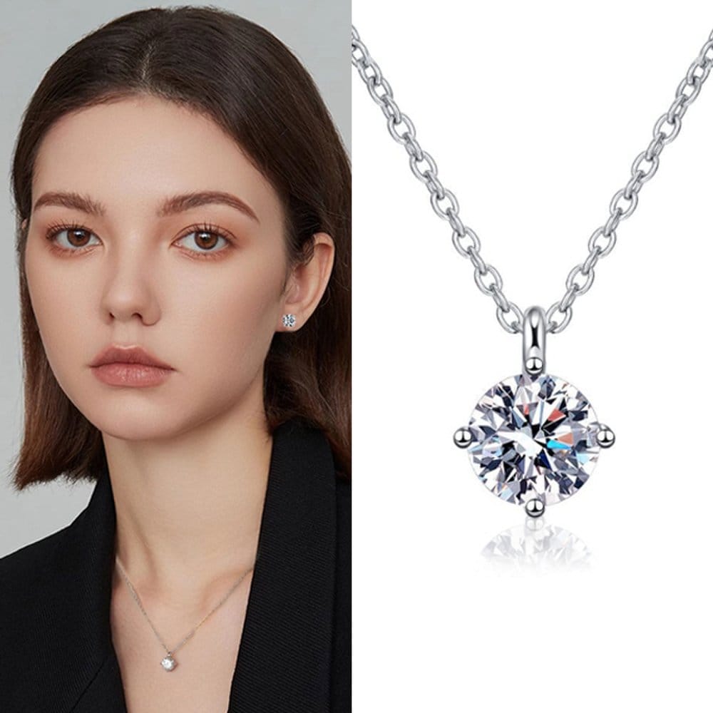 (Gra Warranty) 1-carat Excellent Grade D Color Moissanite Diamond Necklace and Earrings Set