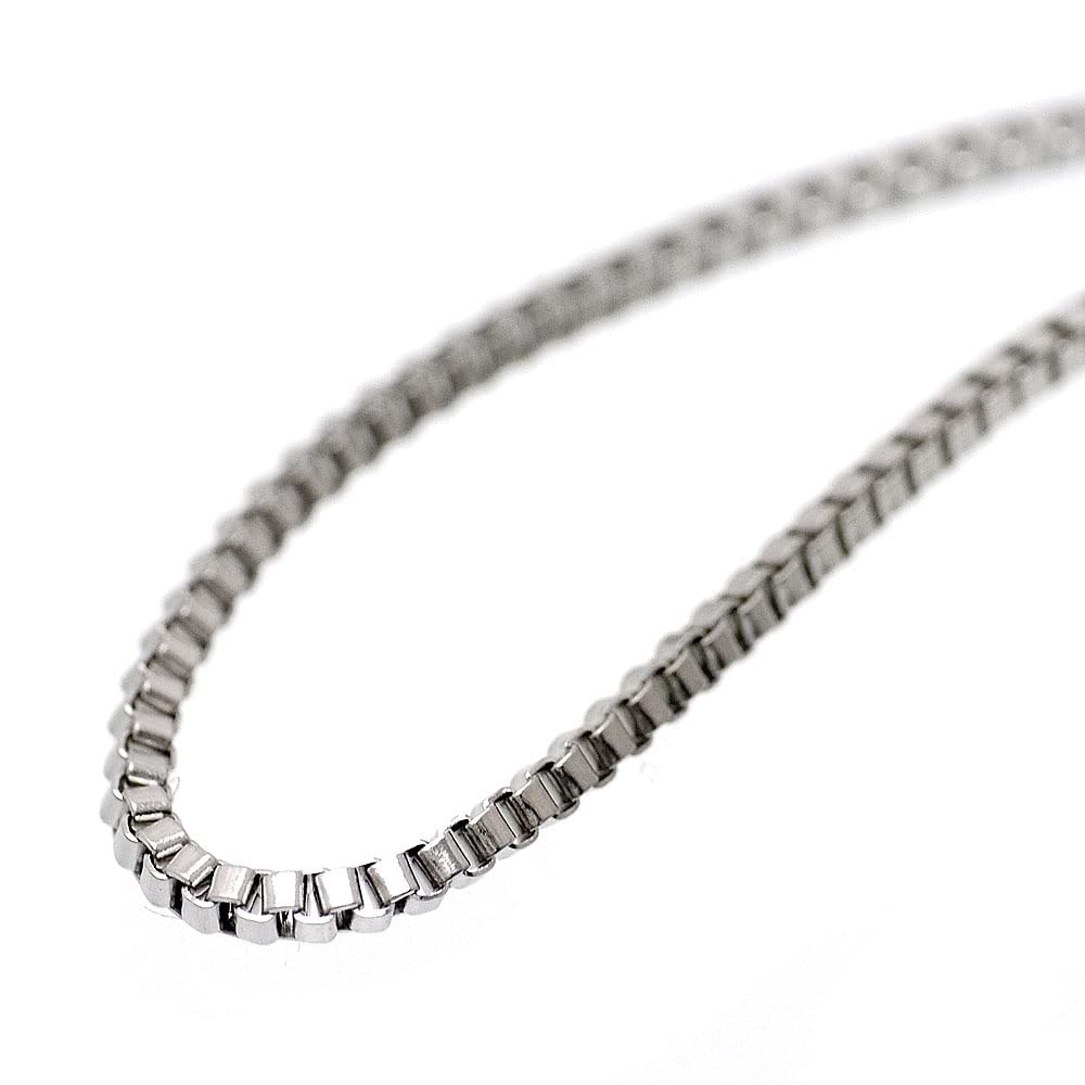 

Stainless Steel Venetian Chain C6 Thin 2mm Unisex Box Necklace [Silver One] Men s [Width 60cm]