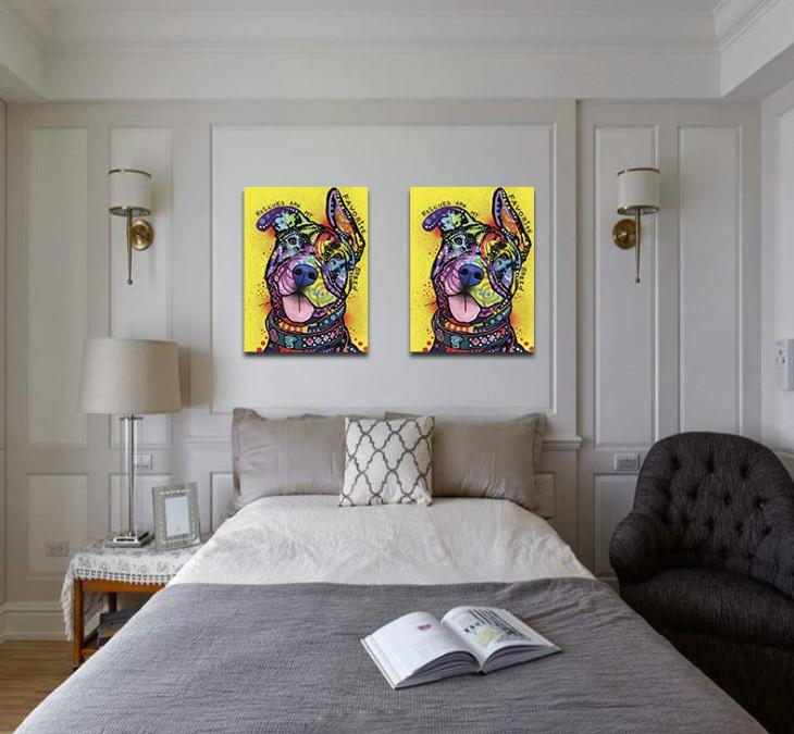 Diy Colorful Dog Oil Painting On Canvas For Home Office Wall Decoration