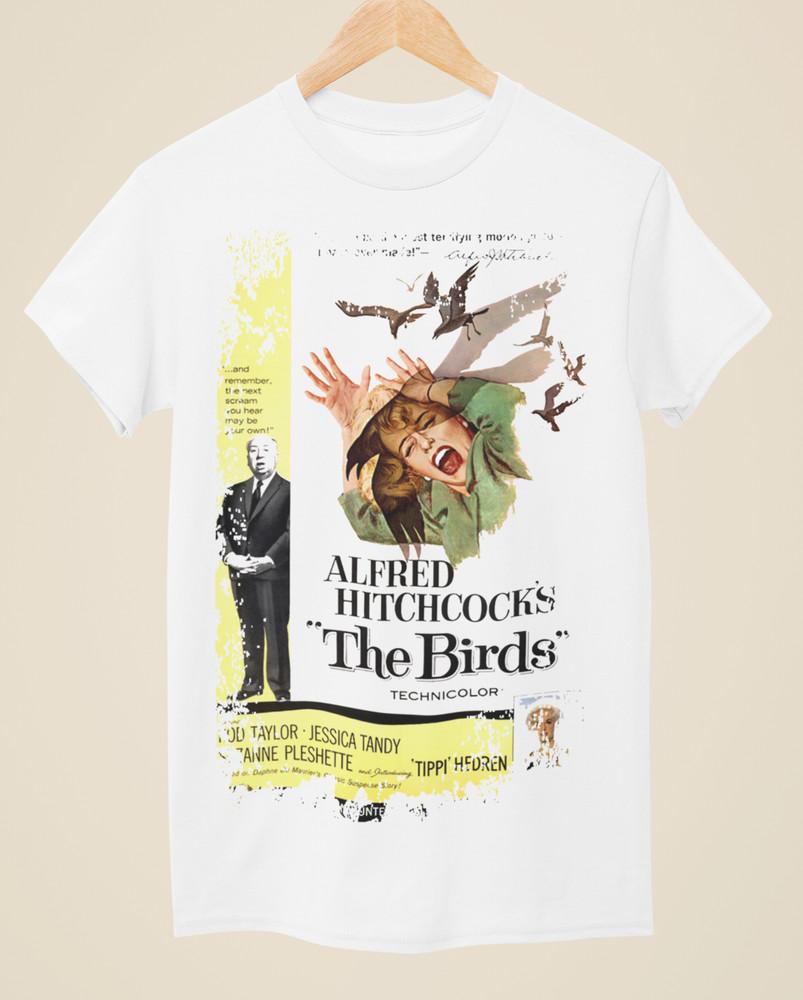 The Birds - Movie Poster Inspired Unisex White T-Shirt Unisex T-Shirt XL