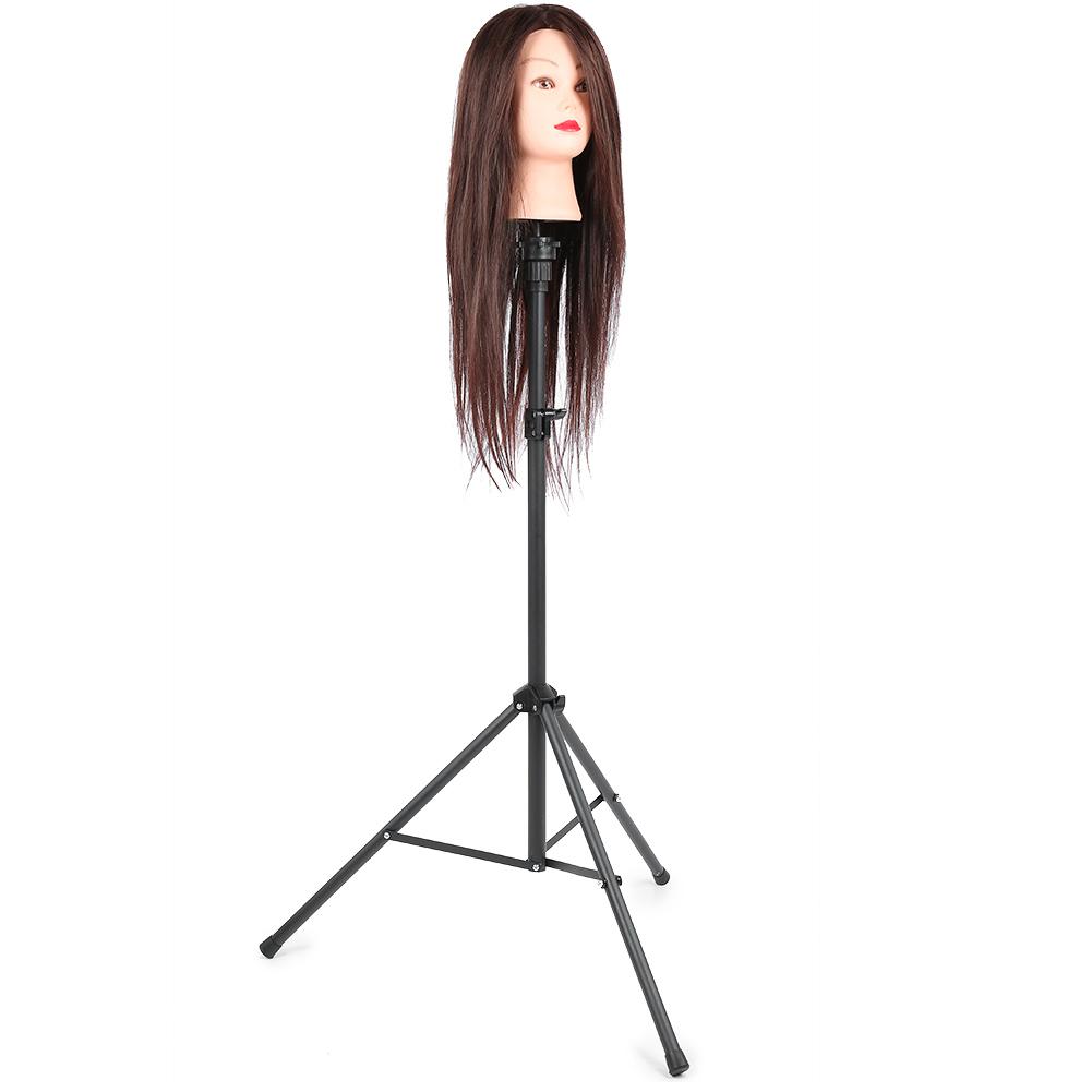 Adjustable Matte Thin Tube Hair Wig Stand Model Head Tripod Black for Hairdressing Training