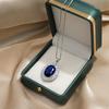 925 Sterling Silver Vintage Full Diamond Blue Zircon Necklace Birthday Party Anniversary Wedding Gift