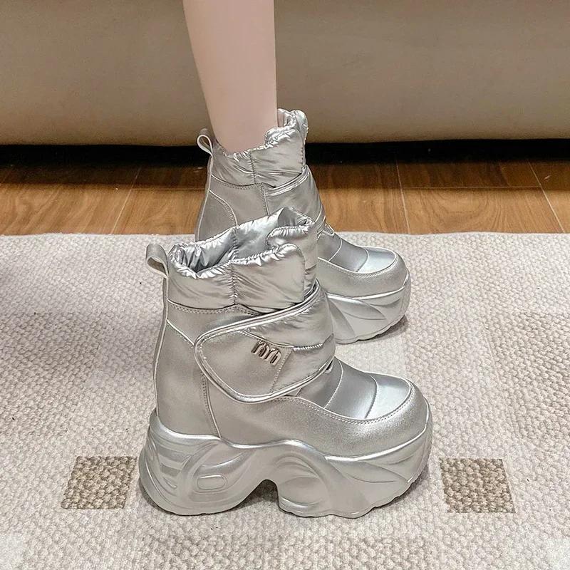 Fashion 13CM Winter Women's Down Snow Boots Keep Warm Chunky Short Boots 2025 Outdoor Plush Mid-calf Shoes Platform Anti-skid Sneakers