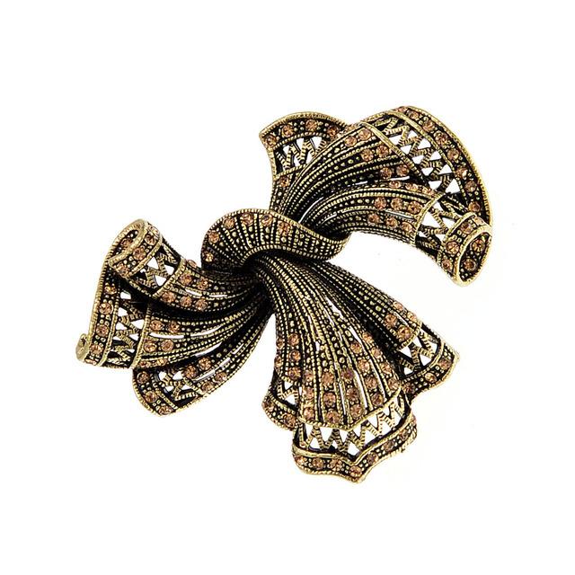 New Rhinestone Large Bow Brooch Vintage Fashion Bowkont Pin 2 Colors Available High Quality