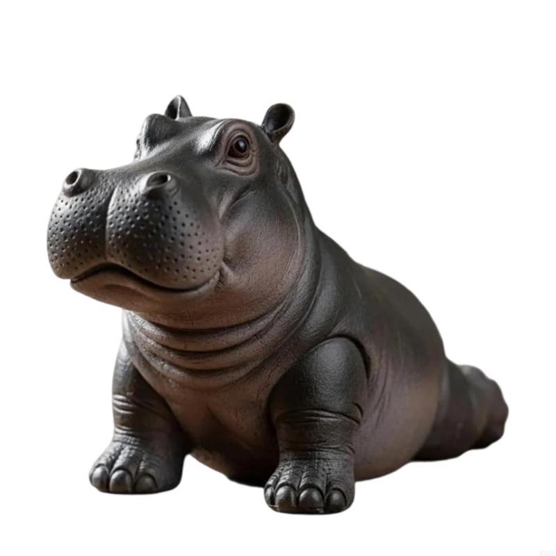 Whimsically Hippo Sculpture Plastic Craft For Meditating Room Desk Display Gift HX6C