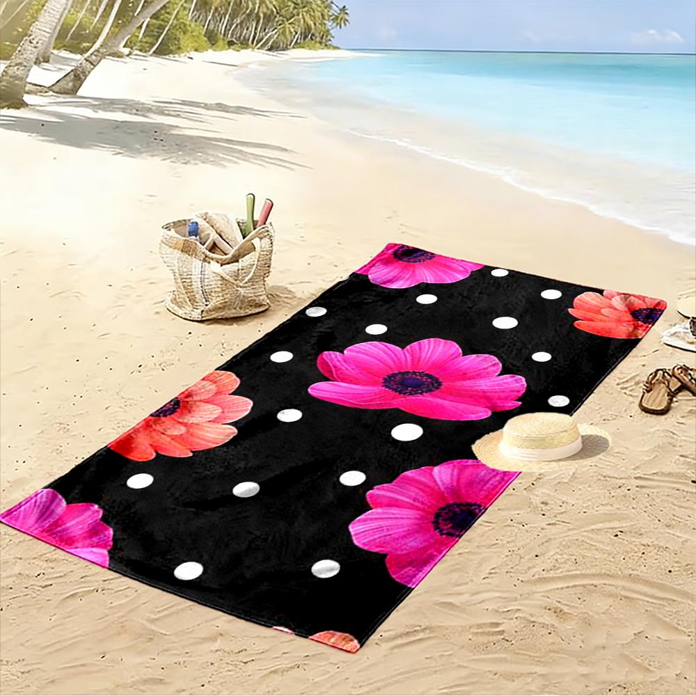 Vibrant Floral Polka Dot Design Beach Towel Quick-drying for Travel Outdoor Sports Jogging Beach and Swimming