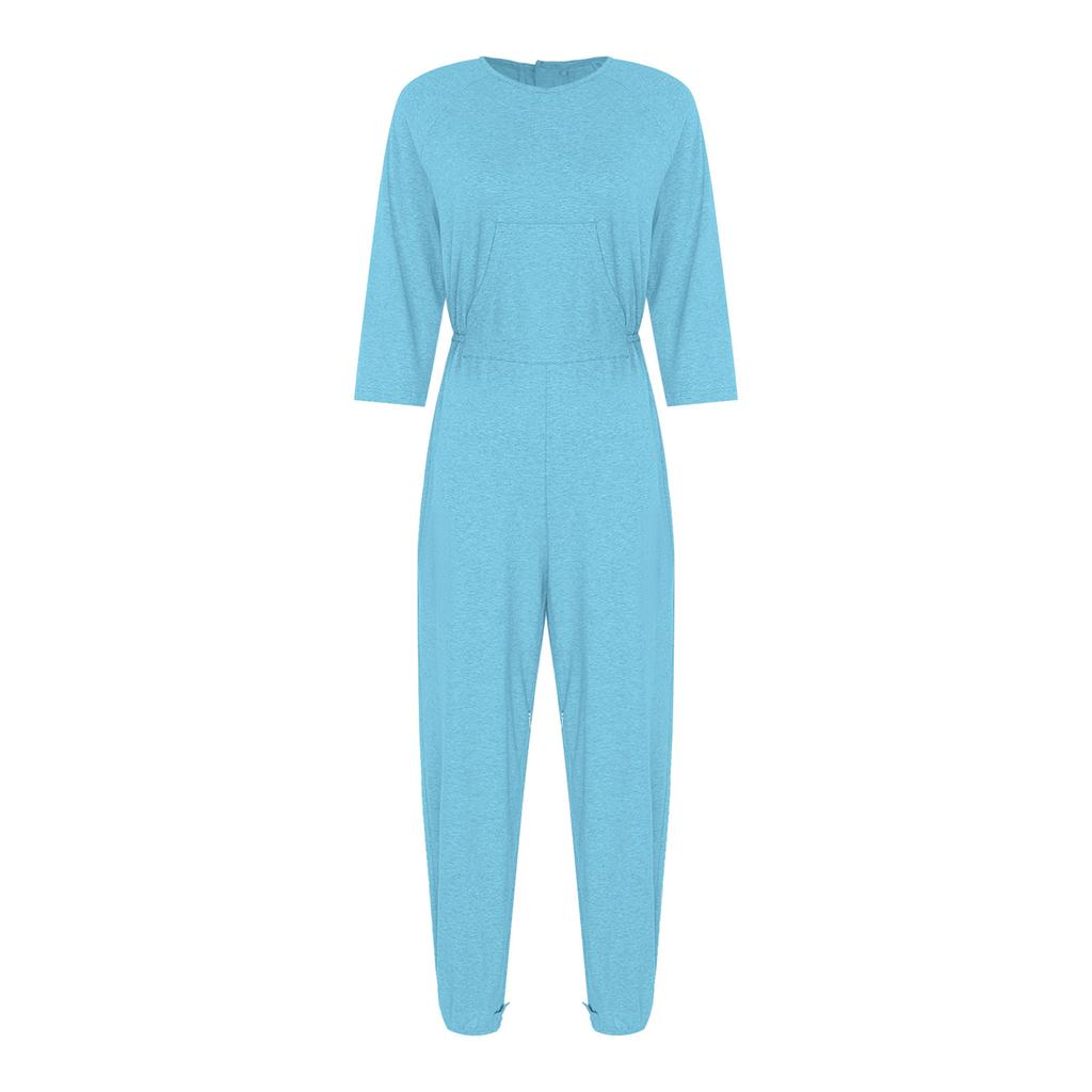 Macacão Adaptativo Anti-Rasgo para Idosas Pernas Traseiras Zíper Duplo nas Extremidades Manga Longa Calças Longas Macacões de Enfermagem