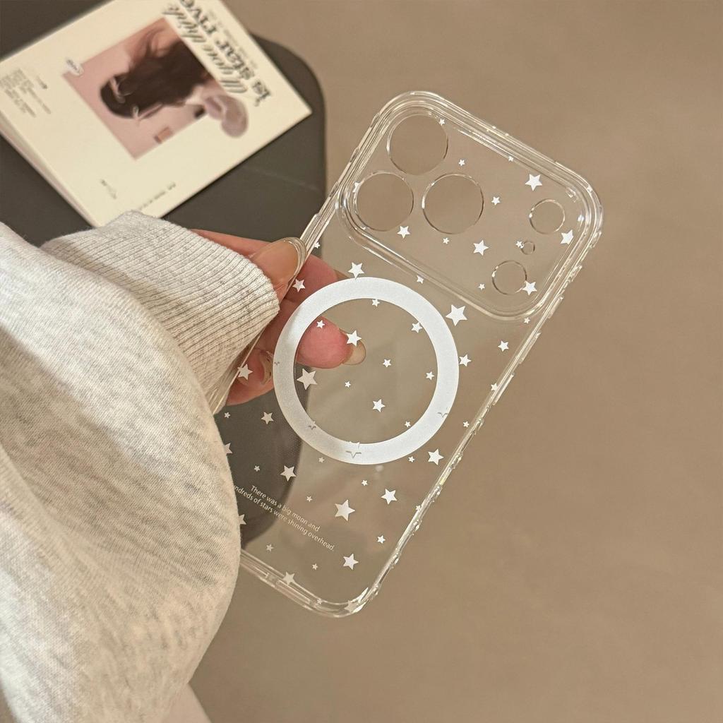 Creative White Star Magnetic Phone Case for iPhone 16, iPhone 17, and iPhone 17 Pro Max