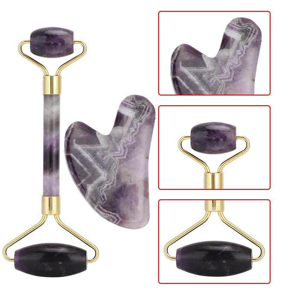 Double Head Face Massage Roller Anti Wrinkle Pain Relief Body Scraping Board Purple