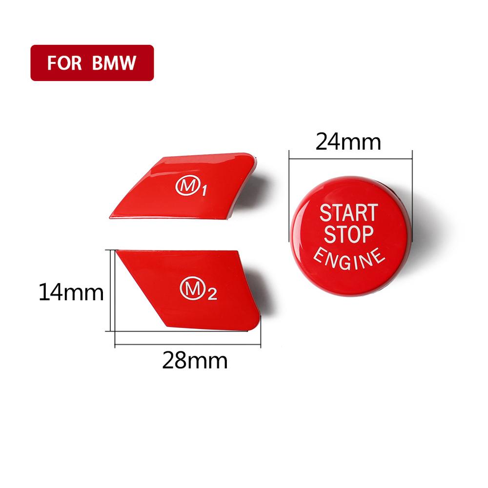 

M1 M2 And Start Button Kit For Bmw M2 M3 M4 M5 M6 F80 F82 F83 F87, Glossy Red, 3 Pcs.