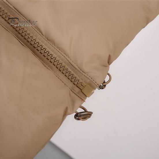 Thick Padded Waistcoat Winter Women Vest Coat Stand Collar Neck Protection Thickened Zipper Closure Jacket Cardigan Sleeveless Solid Color Drawstring