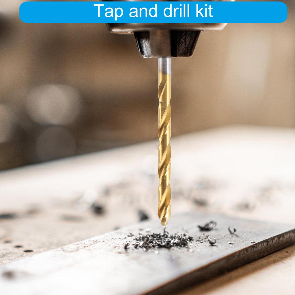 Metric Tap Drill Bit Set 2Pcs M5x0.8 Straight Flute Thread Tap 2Pcs 4.2mm Twist Drill Bit Coated Screw Threading Tool