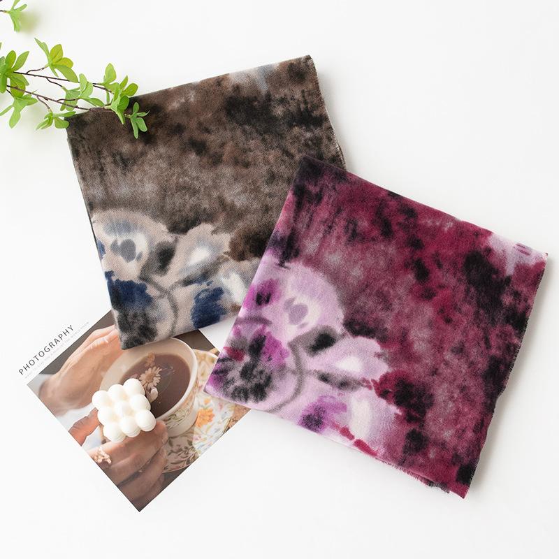 Imitation Cashmere Scarf High End Women's Autumn and Winter New Style Retro Flower Print Versatile Warm Scarf