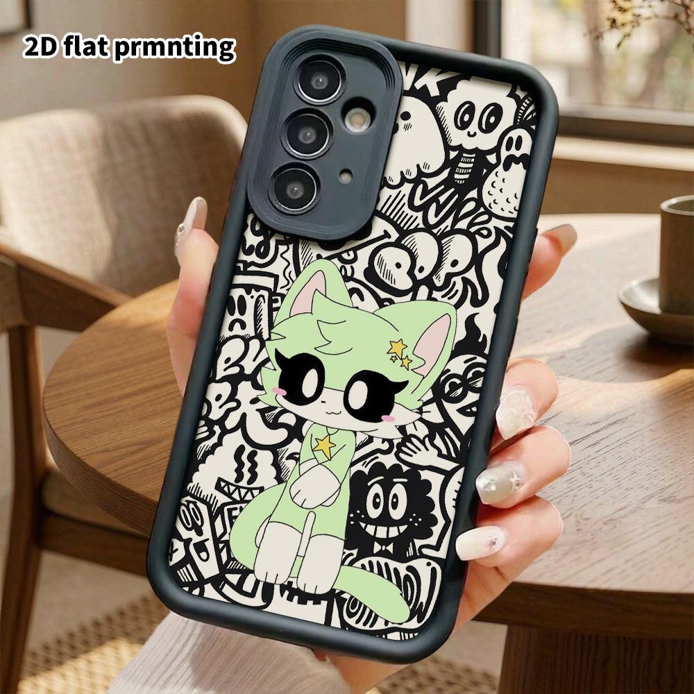 Phone Case: 2D Flat Samsung Galaxy A34 A35 M05 M06 S20 S22 S21 FE Plus 5G Protective Case, Cartoon Kitten, Christmas and Halloween Gift