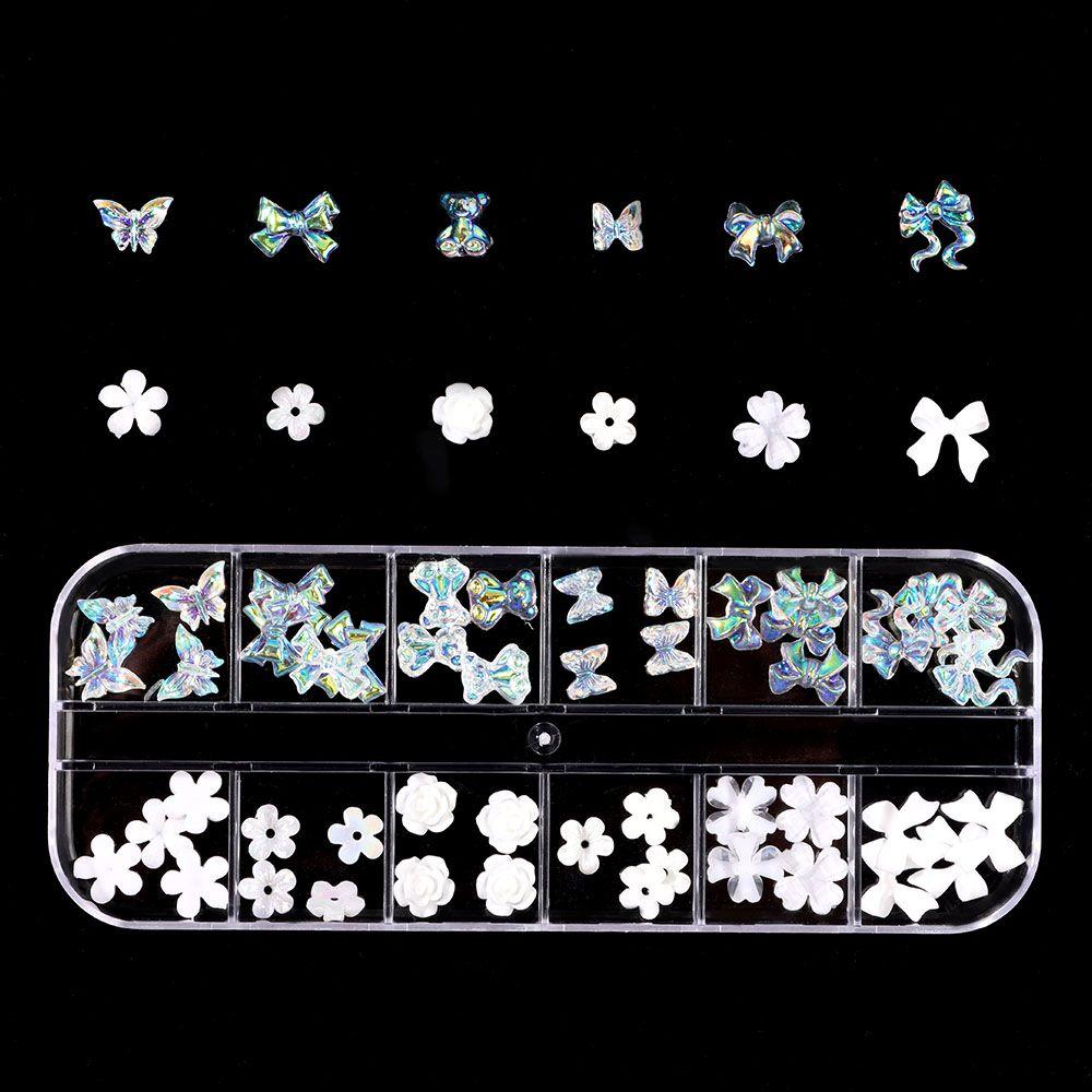 Accessories Multi Shaped White Flower Nail Art Charms Jelly Bear Shape Nail Art Rhinestones Kit