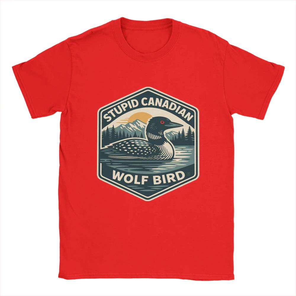 Vintage TShirt Beach Stupid Canadian Wolf Bird Hippie Men Women TShirts Cotton Tee Shirt Aesthetic Big Size Short Sleeve Tops