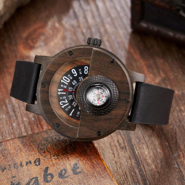 Bussola Multifunzione Orologio in Legno Orologio Sportivo da Esterno da Uomo/Donna Orologio per Studenti