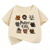 Potter Cat Pattern Children's T-Shirt Summer Short Sleeve Cartoon Animal Clothing for Boys and Girls