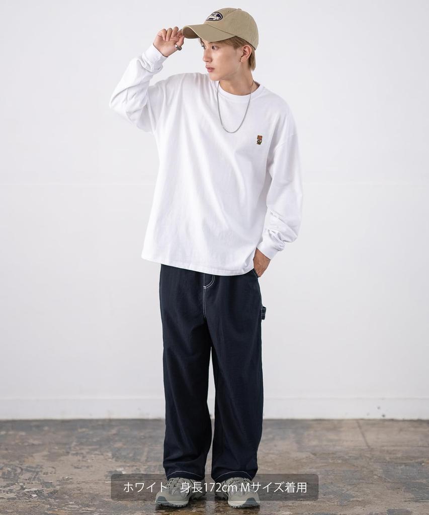 IMPROMES Casual SIDEWAYSTANCE Embroidered Downer Bear Long Sleeve T-Shirt, Men's, Khaki