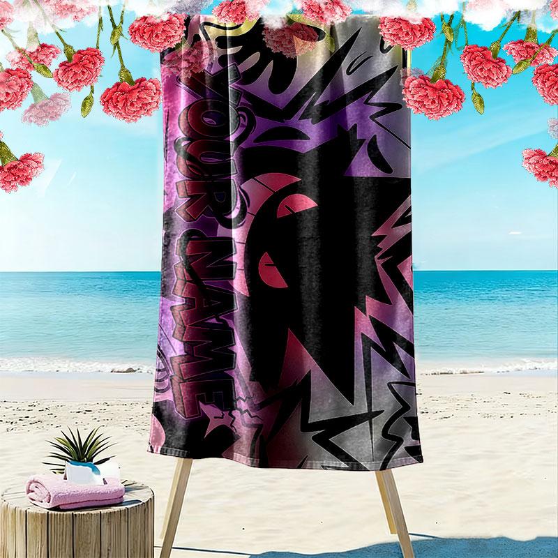 Gengar Print Beach Towel, Large Soft Quick Dry Towel for Beach Camping Swimming