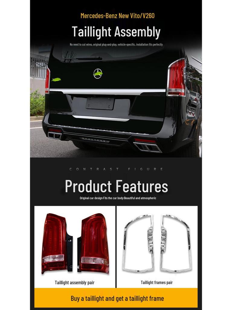 Suitable for VITO LED Taillight Assembly V260 Upgrade - V-Class Rear Headlight with LED Daytime Running Light