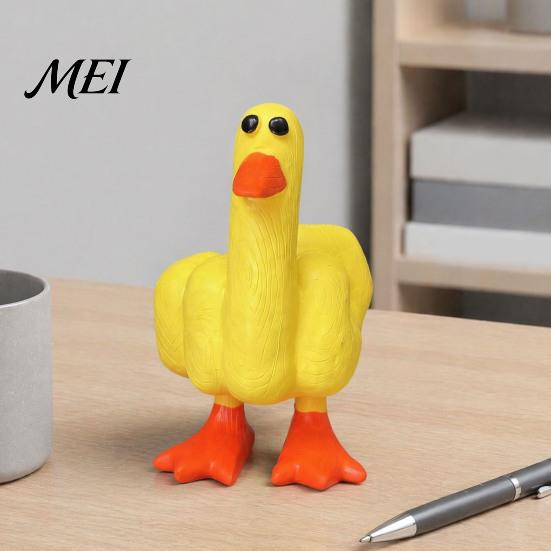 Outdoor Garden Decor Funny Middle Finger Duck Resin Figurine, Hand-Painted Cheeky Statue, Weatherproof Indoor Niche Landscaping Statue for Desk