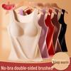 Langsha Women's Seamless Double-Sided Fleece Thermal Camisole with Built-in Bra